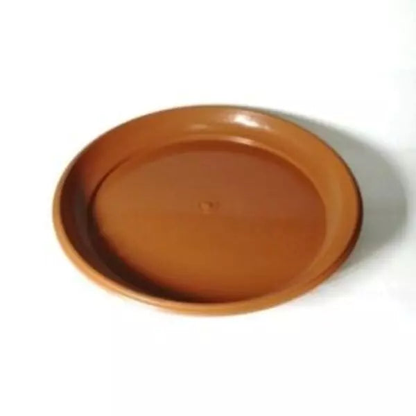 This is an image of a brown color Medium Size Pot Saucer placed against a white color background.
