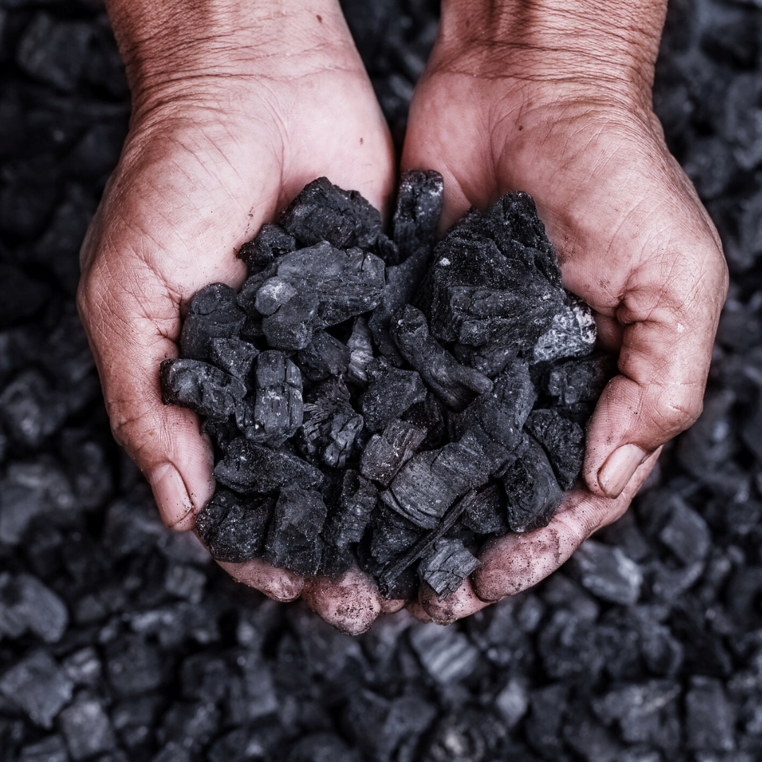 This is an image of hand holding finest Charcoal Activated Farmer.