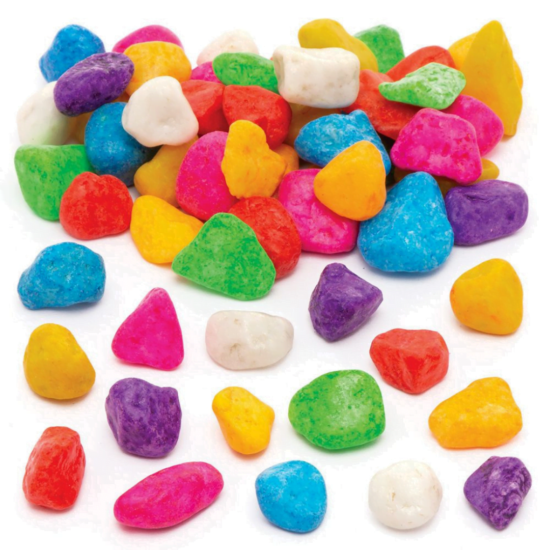 Different coloured stones.