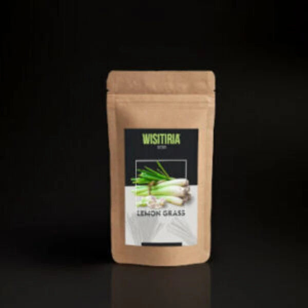 This is an image of a packet of Wisitiria Lemon Grass Seeds kept against a dark background.
