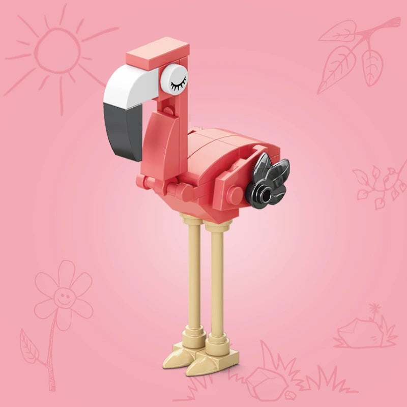 Image of an assembled Flamingo building block.