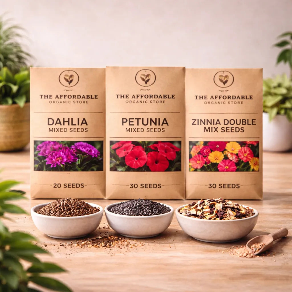 affordable flower seeds Dahlia, Petunia & Zinnia Flower Seeds Combo – The Affordable Organic Store