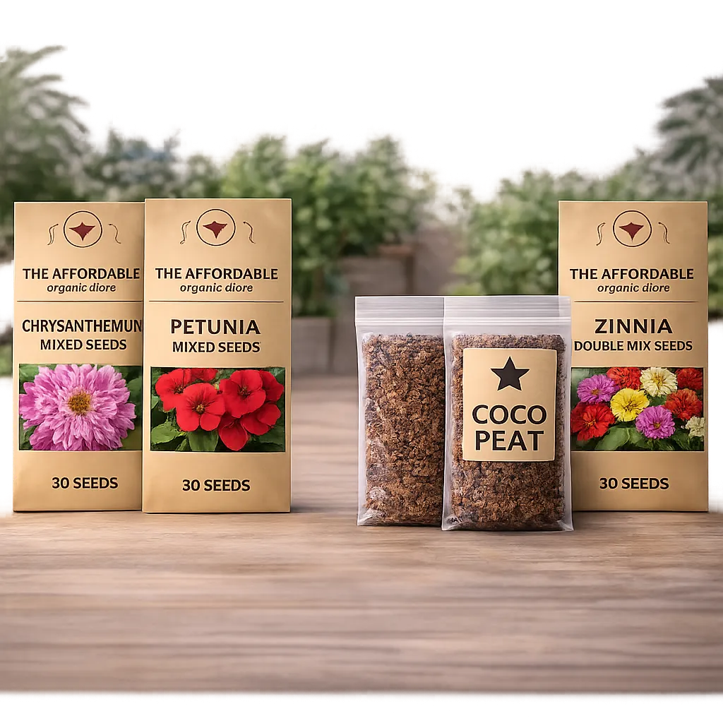 Petunia, Chrysanthemum & Zinnia Flower Seeds Combo