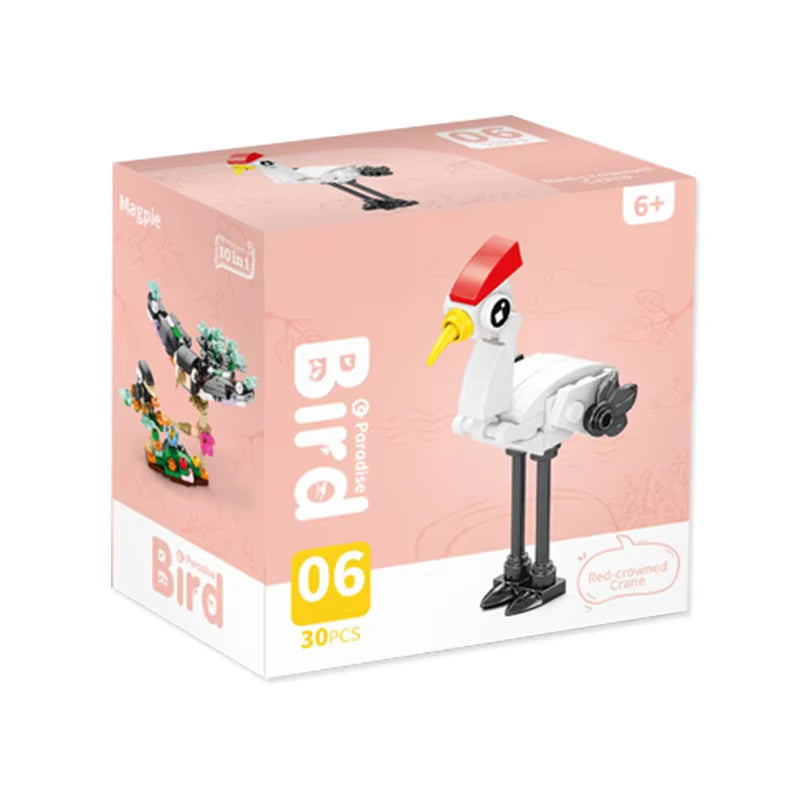 A pack of the Red Crowned Crane Building block set