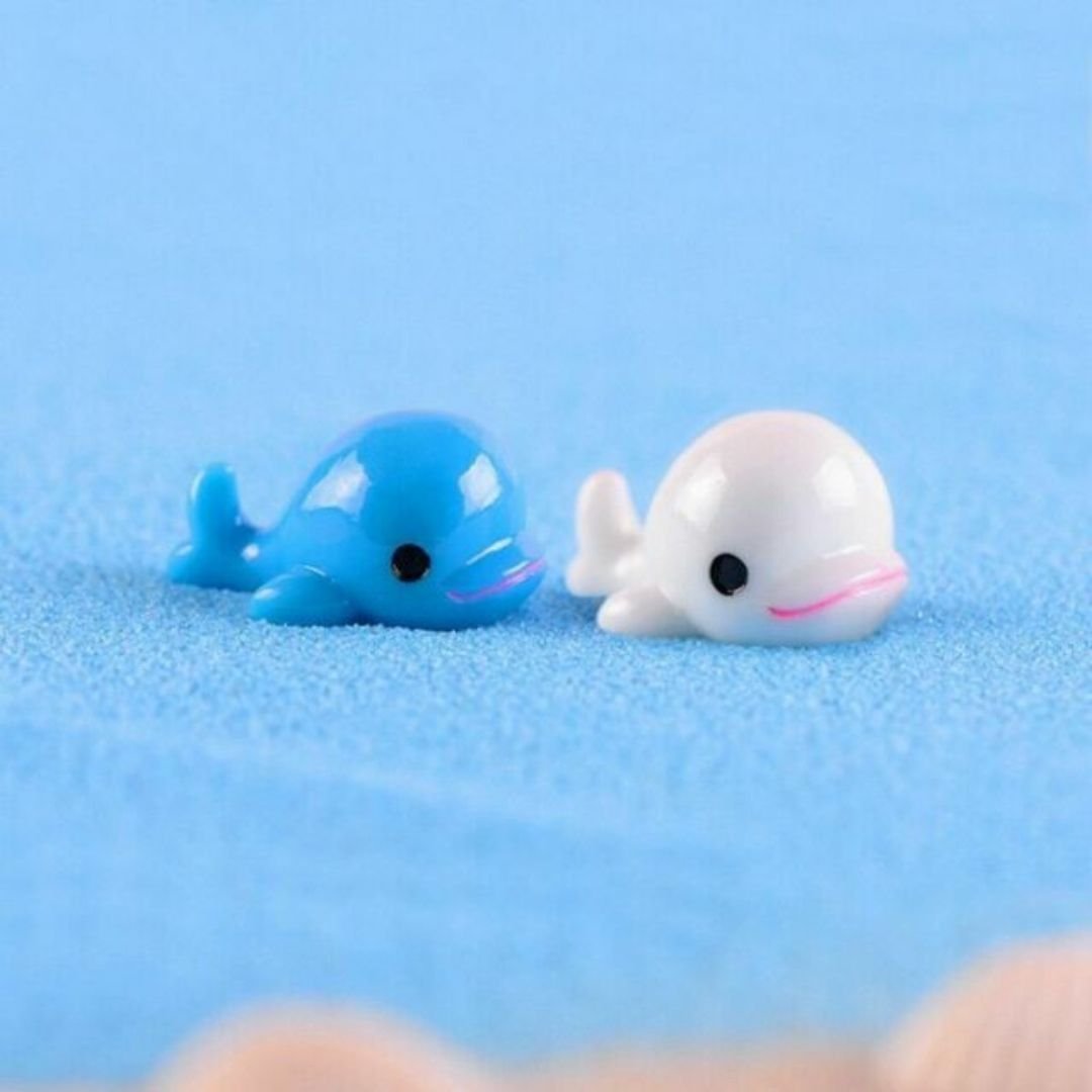 A cute and small Miniature Dolphin on a blue surface.