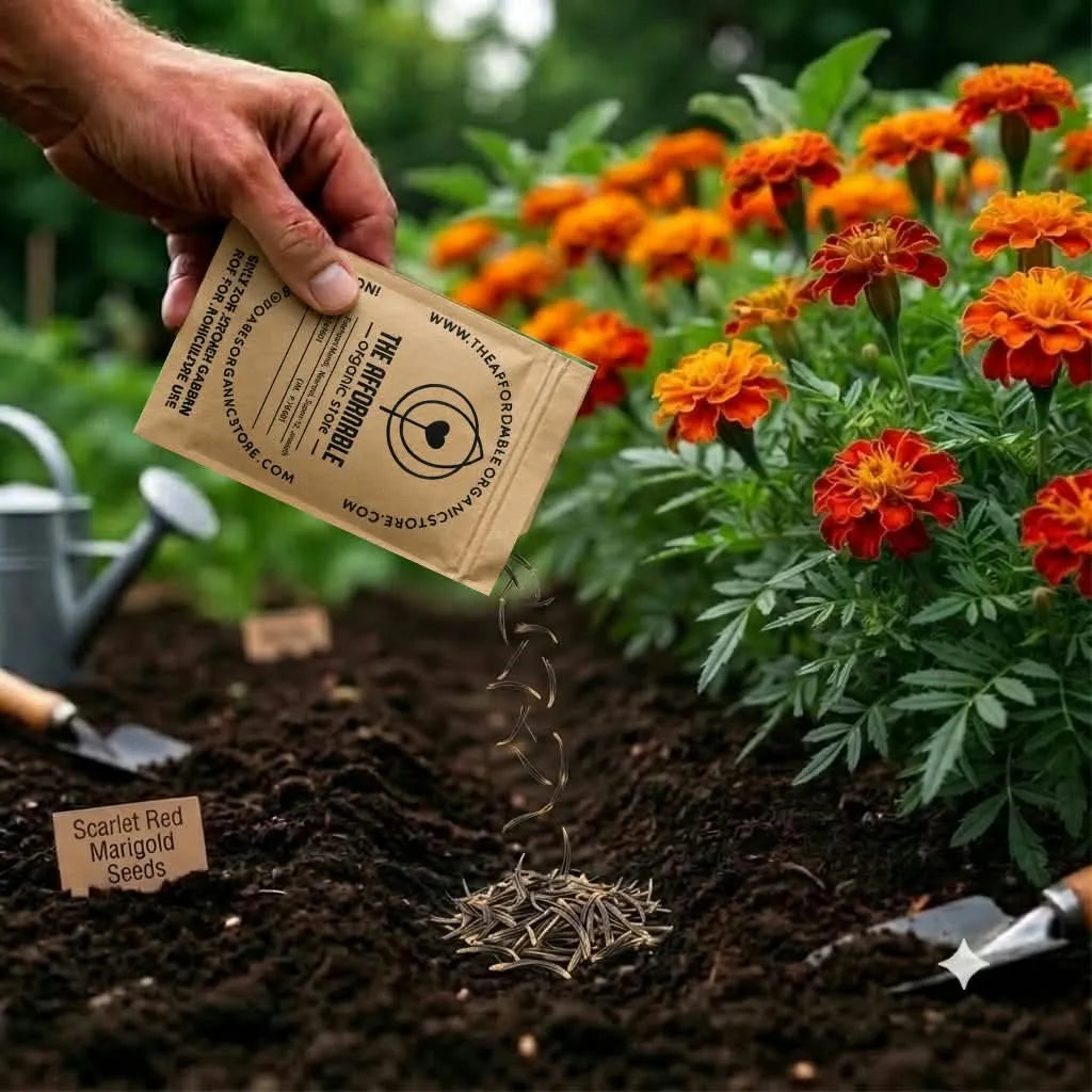 Marigold French Scarlet Red Seeds (10seeds)