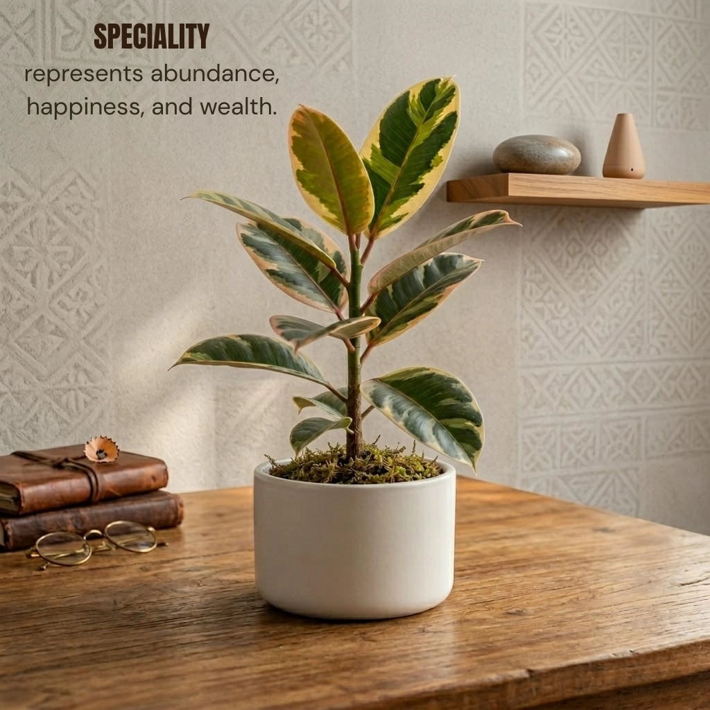Variegated Rubber Plant Sapling (1Pc)