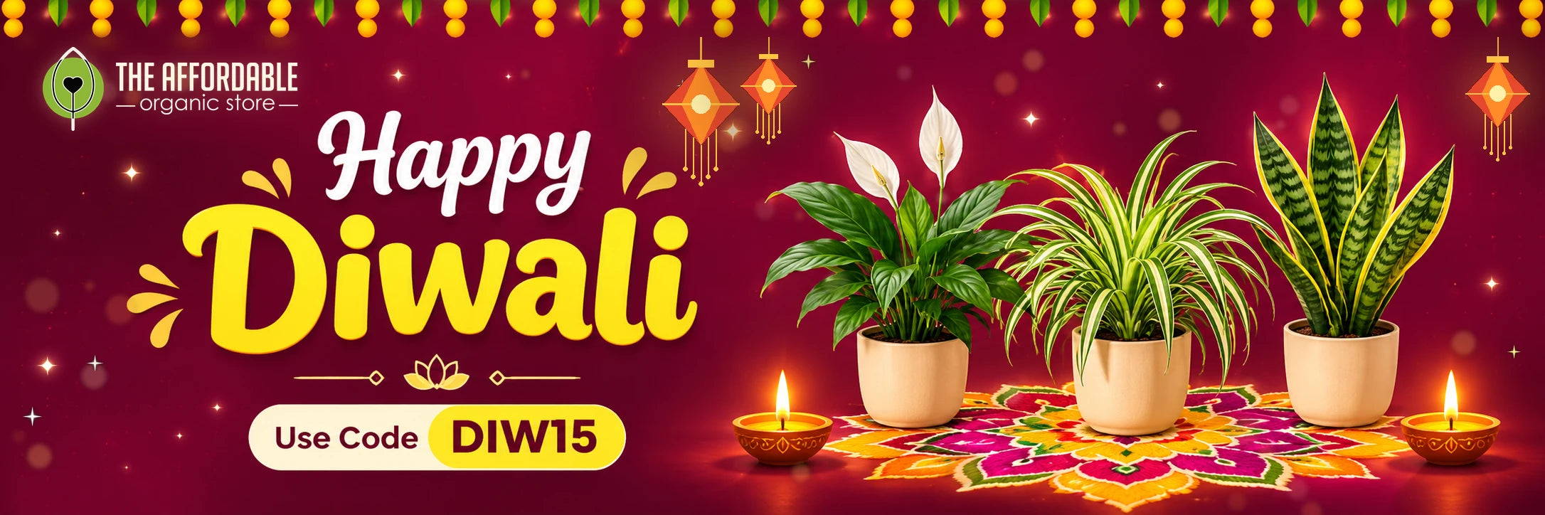 Happy Diwali from The Affordable Organic Store. Use code DIW15