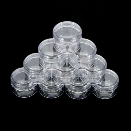 Italian Acrylic Cosmetic Jars with Clear Cap kept against a dark background