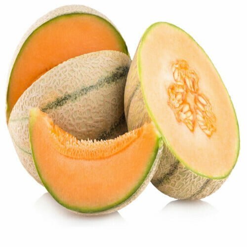A Musk Melon Fruit kept in a white background