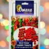 Packet of Omaxe Wild Texas Cherry Tomato Seeds against a colourful light background