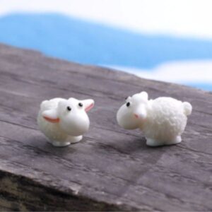 A cute pair of Miniature sheep on a wooden bench.