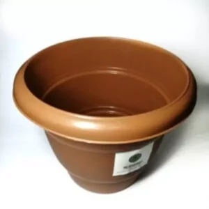 This is an image of brown color plastic Gardening Pot kept against white color background.